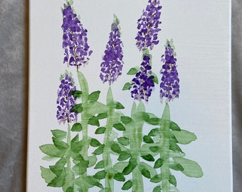 Original, Hand Painted 11 X 14 Watercolor Lavender Flower Painting