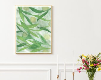 Beautiful Green Watercolor Leaf Print