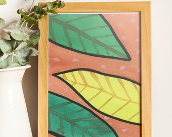 Watercolor Leaf Trio Art Print