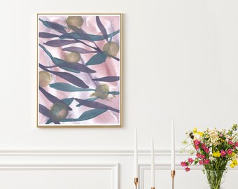 Purple Watercolor Leaf Print