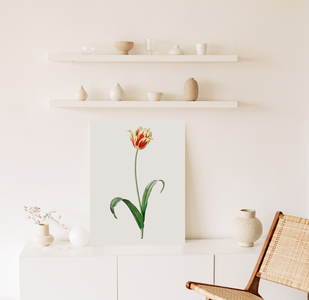 Tulip Flower Vintage Wall Art Print: Botanical Floral Digital Download ...