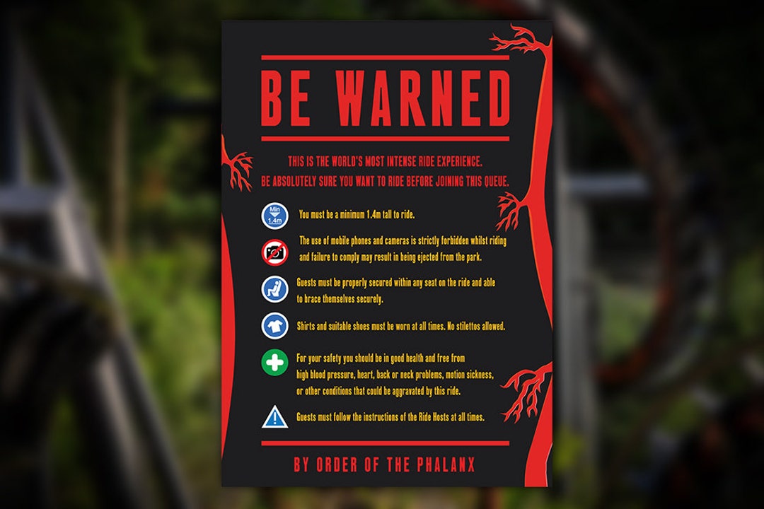 Nemesis Reborn 2024 Inspired Coaster Safety Sign