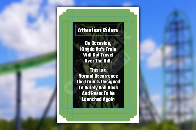 Ka Sign Kingda Ka Rollback Coaster Safety Sign - Etsy