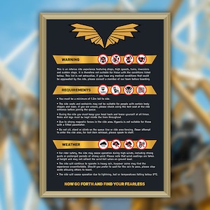 Hyperia Thorpe Park Achterbahn Sicherheitsschild