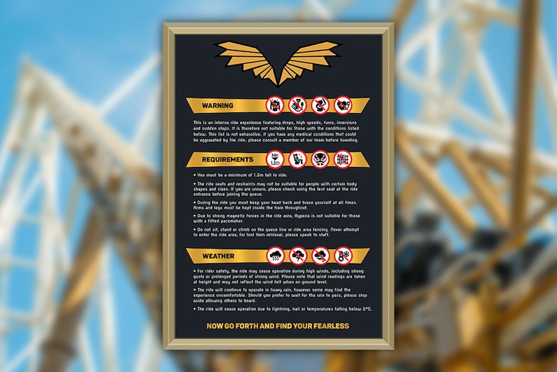 Hyperia Thorpe Park Rollercoaster Safety Sign - Etsy