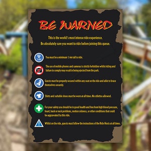 Nemesis Inspired Coaster Safety Sign