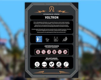 Voltron at Europa Park Inspired Coaster Safety Sign