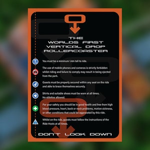 Oblivion Alton Towers Rollercoaster Safety Sign
