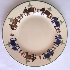Beautiful vintage Emma Bridgewater decorated by hand  Elephant plate 1990s