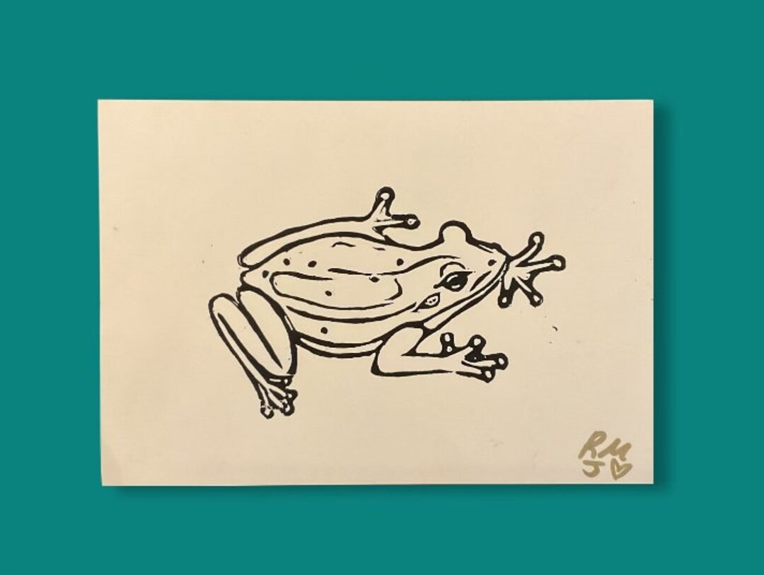 Frog Linoleum Print Frog Artwork, Frog Gifts, Linoleum Prints, Linoleum ...