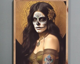 Gothic Day of the Dead Latina Female Portrait Digital Download