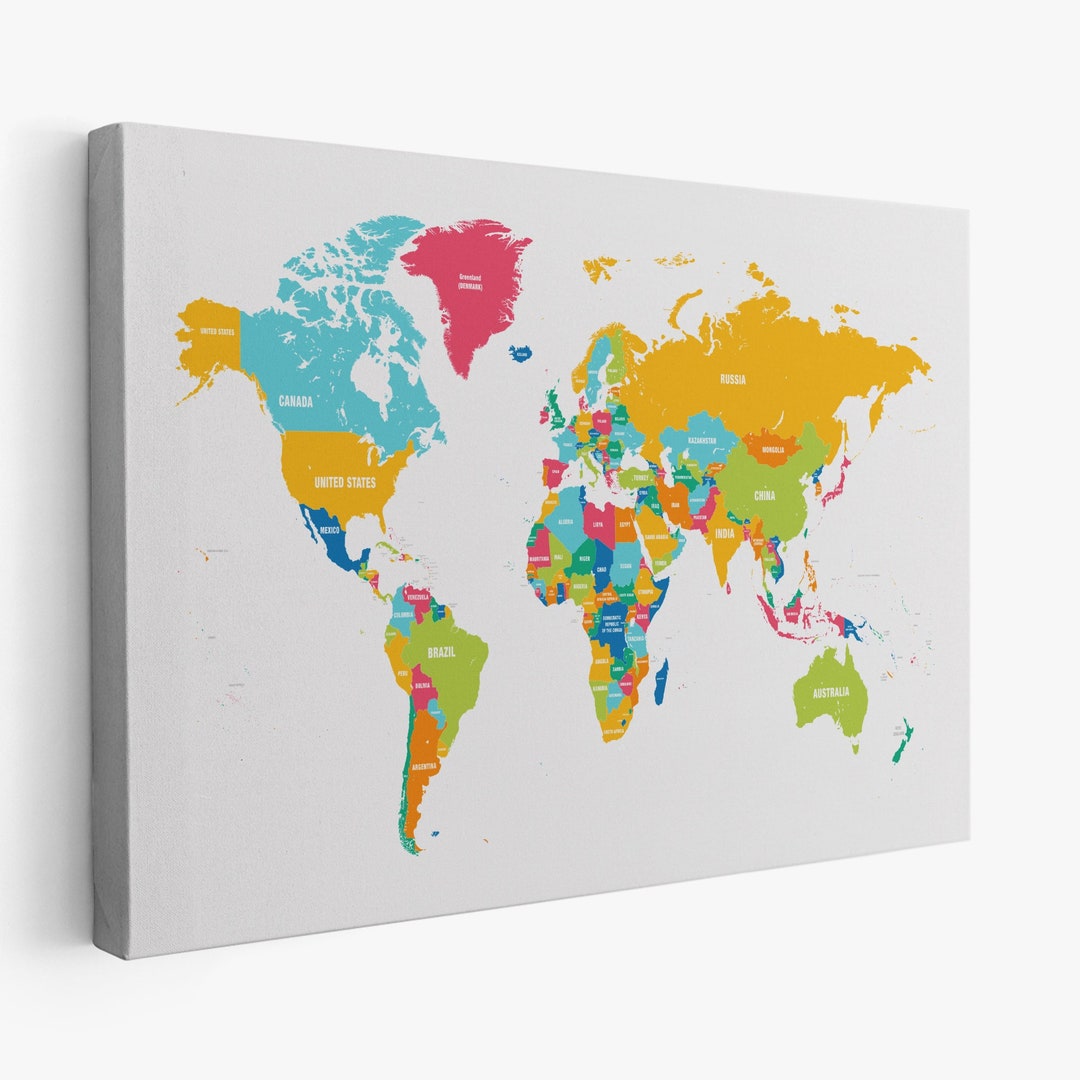 World Map, World Map Canvas Painting, Framed World Map, World Map Print