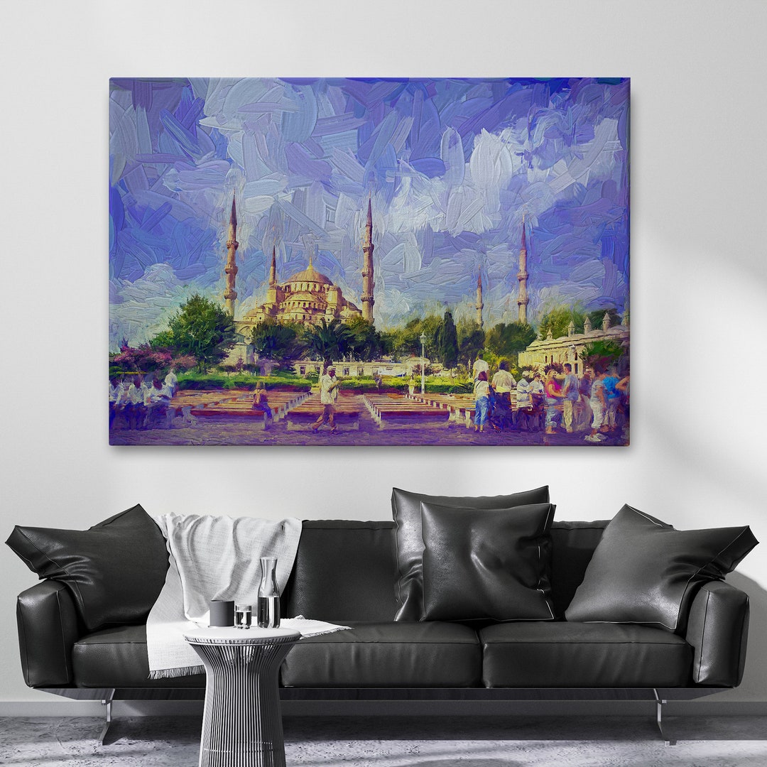 Blue Mosque Canvas Painting, Istanbul Wall Art, City Canvas Painting