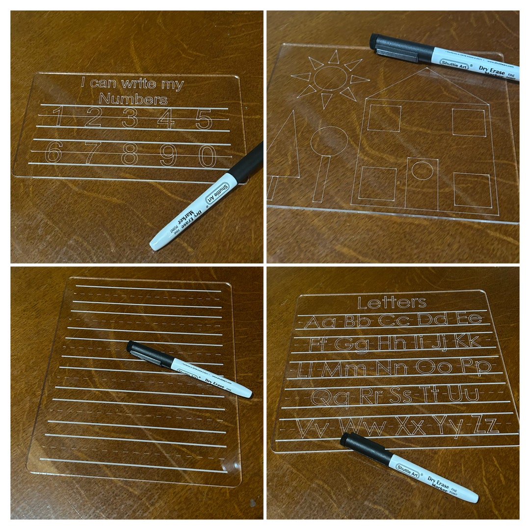Dry Erase Educational Boards, Letter Tracing, Number Tracing, Shape