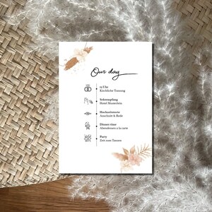 Hochzeitsprogramm Tagesablauf Ablauf Beileger im minimalistischen Hibiskus Design | DIN A4 | A5 | A6 | Wedding day card