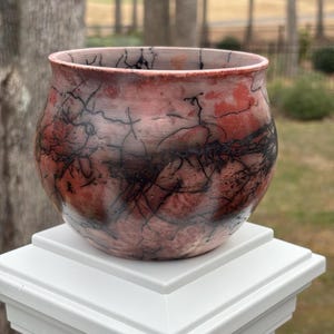 Horsehair Raku pot, fired in a saggar with soluable salt solution