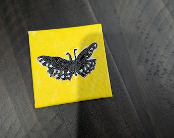 Small Yellow Canvas Butterfly Painting (3x3 Inch)