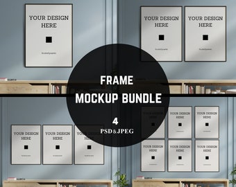 Frame Mockup Bundle,  1, 2, 3, 6,  Frames, Double-Click Feature Art print mockups, Gallery Wall Mockups, Modern mockups, Minimal Mockups,