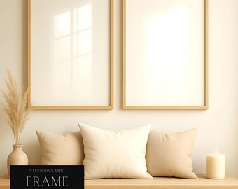 2 Frame Mockup - Digital Interior Frame Mockup - Photoshop Art Display Template - Dou Frame Showcase - PSD - A1 ISO - Smart Object