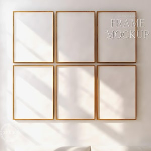 6 Frame Gallery Set Mockup - Art Display Mockup - Gallery Poster MockUp - PSD - 27X36 - Smart Object Mockup