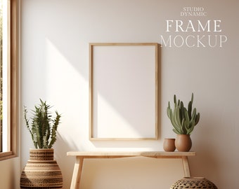 Boho Style Poster Frame Mockup - Home Decor Interior Mockup - Vertical Frame mockup, Realistic Mockup  - PSD - A4 ISO