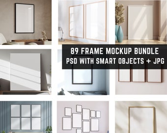 89 Frame Mockup Bundle Set - Wall Frame Mockup -Home Decor Poster Mockup - Interior Mockup - Styled Print Mockup - PSD - JPG - Smart Object