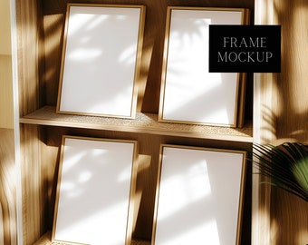 4 Vertical Frame Mockup - Minimaal interieurkunstdisplay - Realistisch mockup - PSD - ISO - Smart Object Mockup