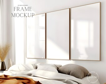 3 Frame Boho Poster Mockup - Artwork Mockup - Glass Reflection Mockup - 2:3 - PSD - Smart Object Mockup