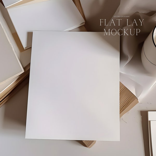 Top Down View Flat Lay Print Mockup -  Prints Posters Wall Art Display - PSD - 27X36 - Smart Object