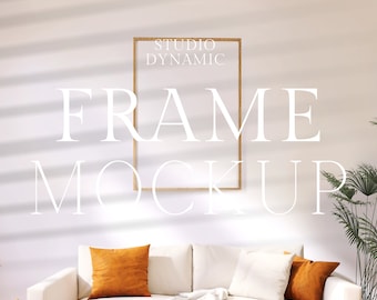 1 Frame Minimalist Mockup | Natural Light Mockup | PSD | Wood Frame Artwork Mockup | interior Mockup Frame | Living Room Mockup |
