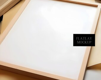 Close Up FlatLay Frame Mockup - In Home Interior - Digital Mockup Art Display - PSD - ISO - Smart Object