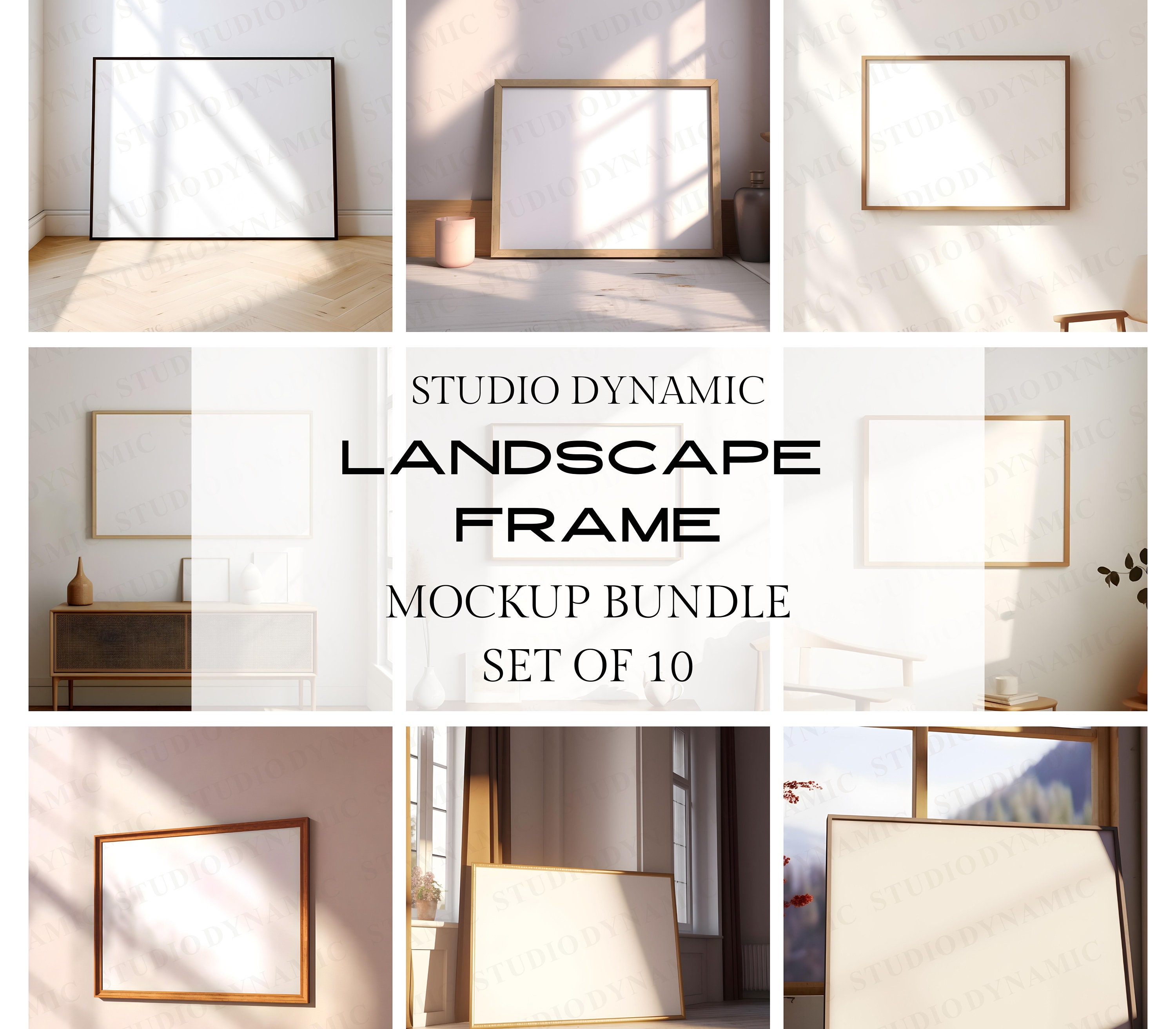 Landscape Mockup Bundle - Set of 10 - Modern Horizontal Frame Mockups ...