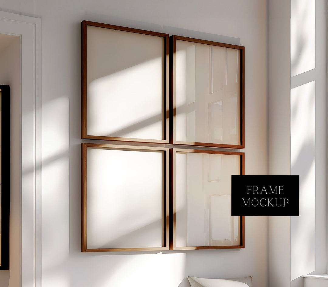 Set of 4 Frames Mockup - Window Reflection Frame Mockup - Vertical Art ...