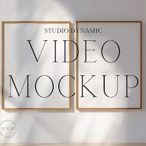 Double Frame Video Mockup - 2 Frame Animated Shadow Overlay Mockup - PSD - 27X36 - Smart Opject Photoshop Mockup