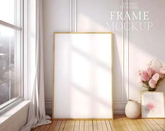 1 Frame Mockup - Minimalist Interior Mockup - Huge Frame Mockup -  Classic wood frame - PSD - 2:3 - Smat Object Mockup