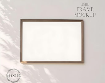 Thin Wooden Horizontal Frame Mockup - Horizontal Poster Mockup -  Digital Frame Mockup - PSD - 3:4 - Digital Download