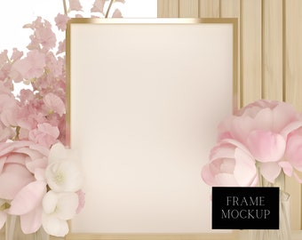Scandinavian  Vertical Mockup With Flowers  - Poster Mockup - PSD - 27X36 - Smart Object