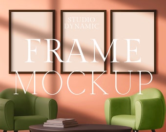 3 Frames Gallery Set Mock up, Drop Shadow, Printable Wall Art Mockup, Gallery Poster Set MockUp, Soft Light Modern Mockup, psd and jpg