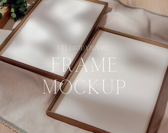 Double FlatLay Frame Mockup - Close Up - Minimal Interior - Digital Mockup Art Display - PSD - 24X36 & A1 ISO - Smart Object