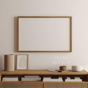 Horizontal Frame Mockup - Wall Art Display - Boho Minimal Interior - PSD - 36X27 - Smart Object