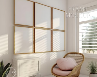 6 Frame Poster Mockup - Art Display - Natural Light Mockup - ISO - PSD - Smart Object Mockup