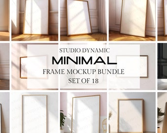Set Of 18 Minimal Frame Mockup Bundle - Simple Modern Mockups - Art Display Poster Mockup  - PSD - JPG - Smart Object