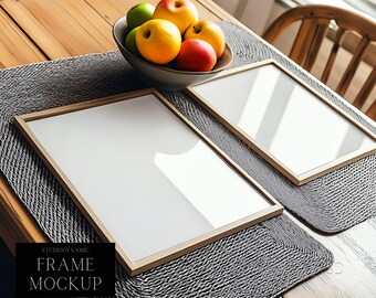 2 Frames Mockup - Flatlay Double frame Mockup - Window Reflection Mockup  - PSD - ISO