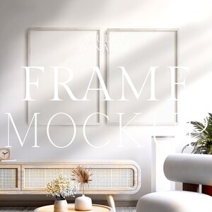 2 Frames Minimalist Mockup | Natural Light Mockup | JPEG PSD | Wood Frame Artwork Mockup | interior Mockup Frame | Living Room Mockup |