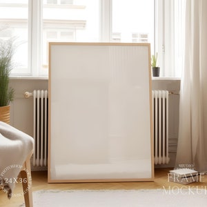 Vertical Single Frame Mockup - Home Interior - Wood Frame Mockup - Boho Style - Print Mockup - PSD - 27X36 - Smart Object