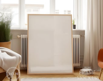 Vertical Single Frame Mockup - Home Interior - Wood Frame Mockup - Boho Style - Print Mockup - PSD - 27X36 - Smart Object