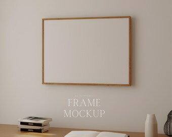 Minimal Horizontal Frame Mockup - Landscape Frame Mockup Frame Poster Art Display -  - PSD - 36X27 - Smart Object