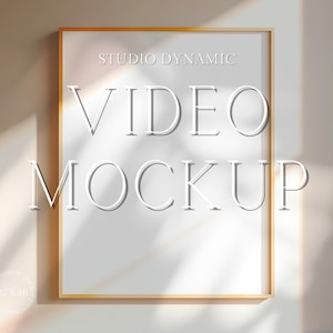 Single Frame Video Mockup - Minimal  Wooden Frame Mockup With Animated Shadow Overlay - PSD - 27X36 - Smart Object Photoshop Mockup