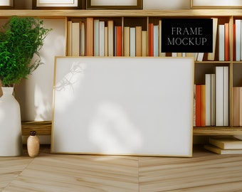 Thin Horizontal Frame Mockup - Room Interior - Landscape Mockup - PSD - 36X24 - Digital Download