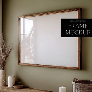 Minimal horisontell rammodell med glasreflektion, konstdisplaymodell, PSD, 36X27, digital nedladdning